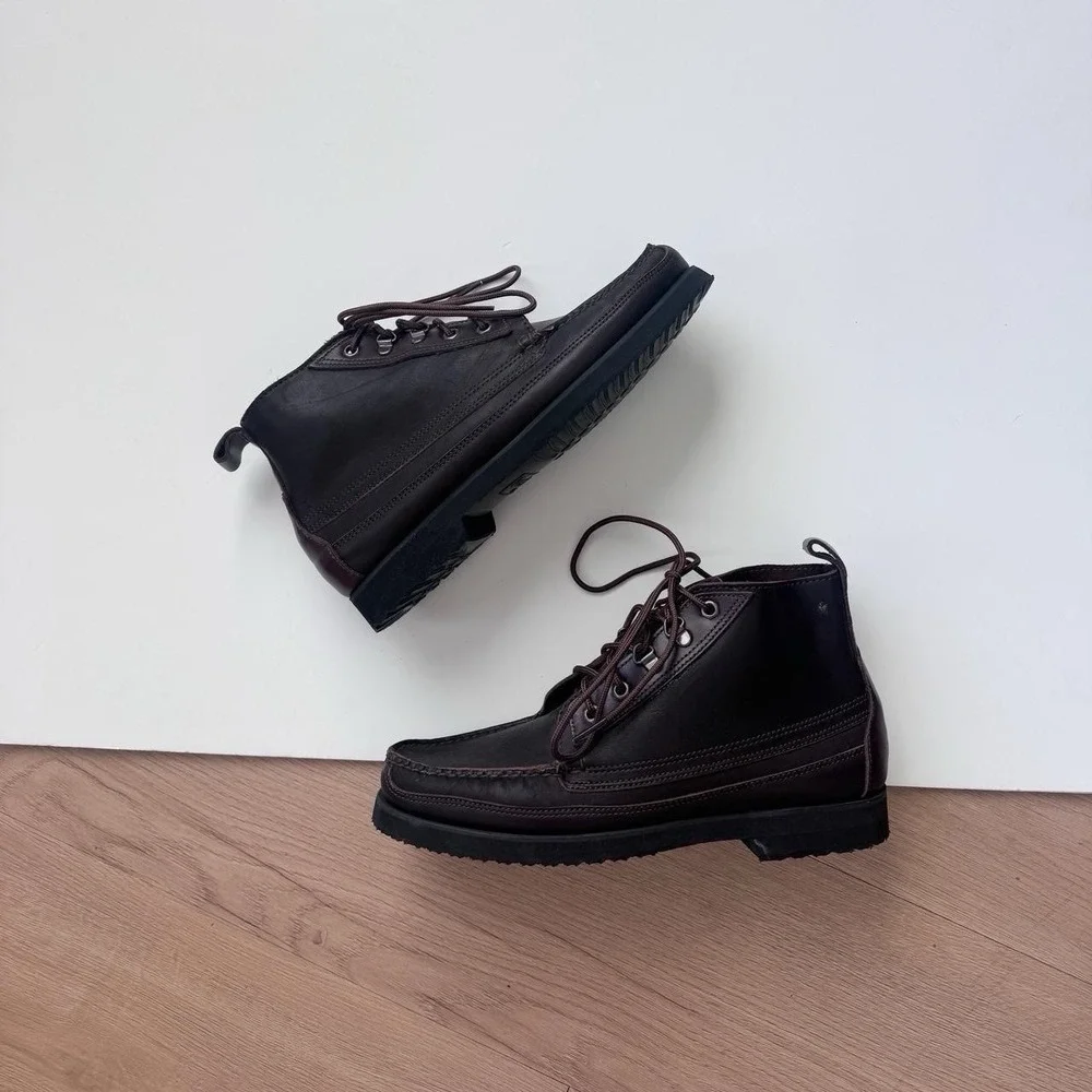 Dexter Brown Leather Boots 9 Lace Up Ankle Preppy Minimalist Classic Vintage 90s